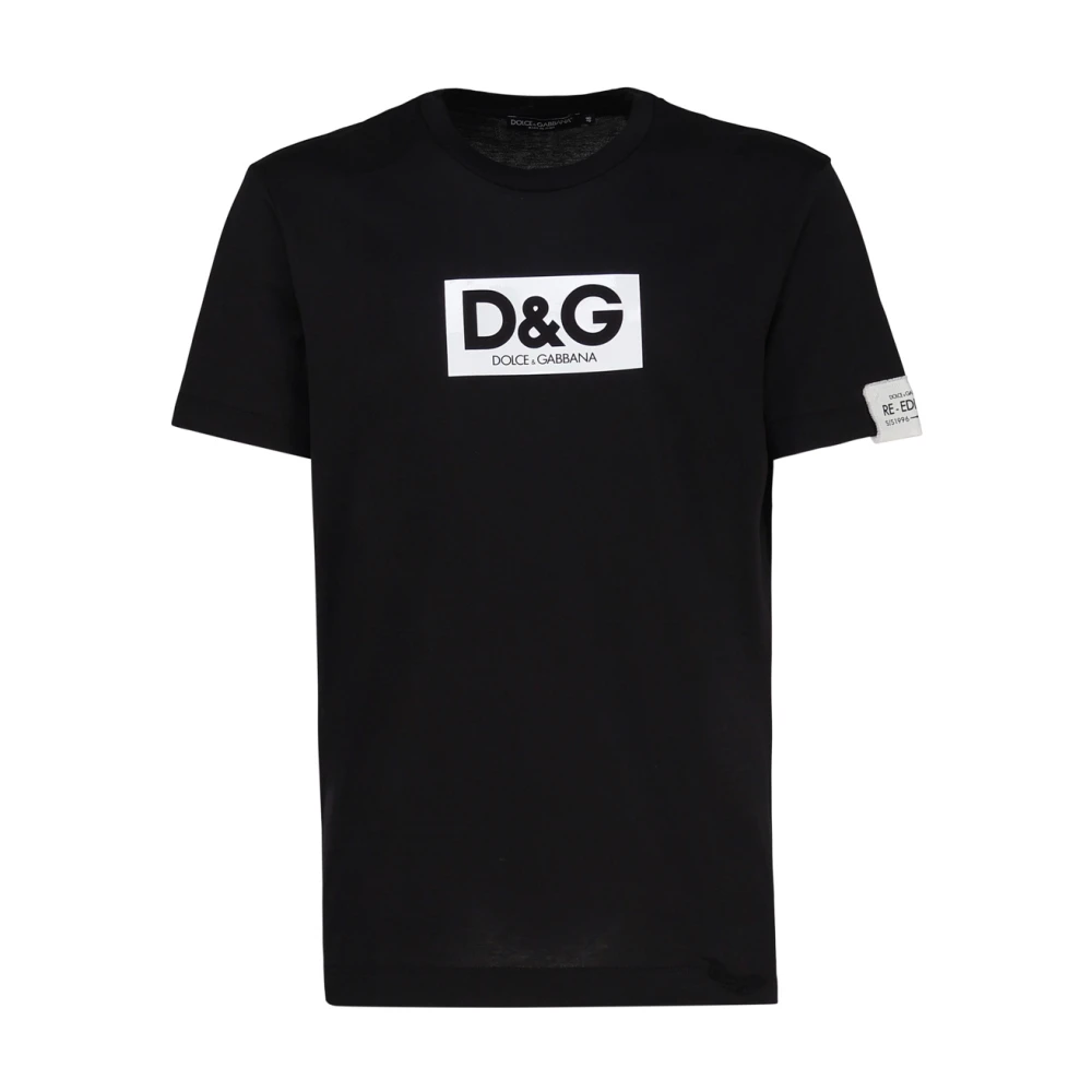 Dolce & Gabbana Zwart Katoenen T-Shirt met Logo Black Heren