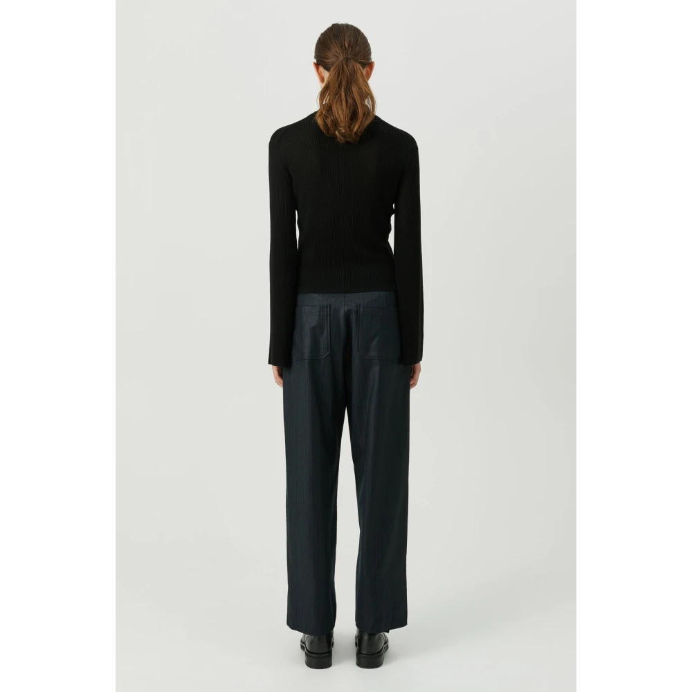 Soulland Doorschijnende Polo Jumper met Wijd Uitlopende Mouwen Black Dames