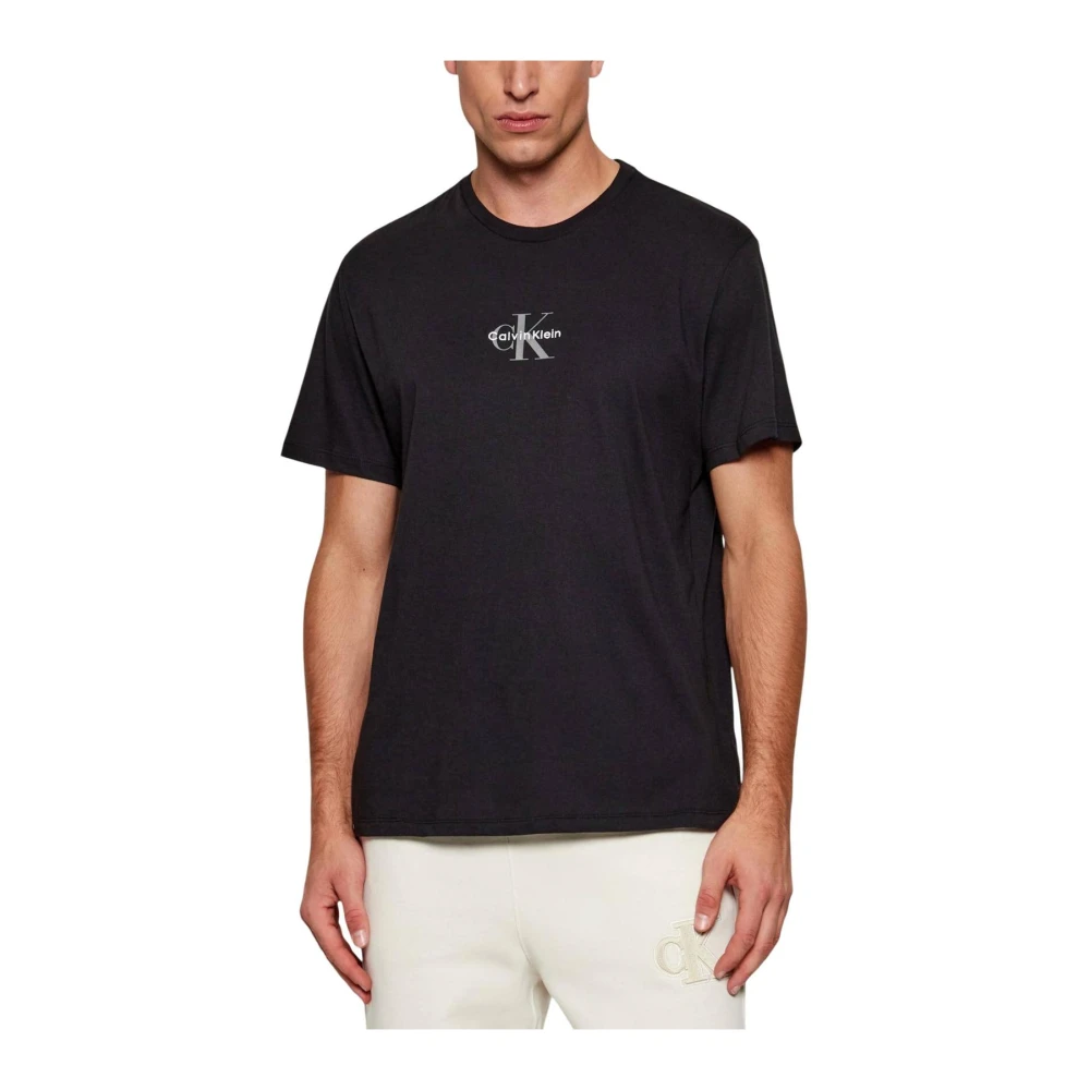 Calvin Klein Jeans Men's Black Round Neck Short Sleeve Cotton T-Shirt - T-Shirts - 2XL- Tops