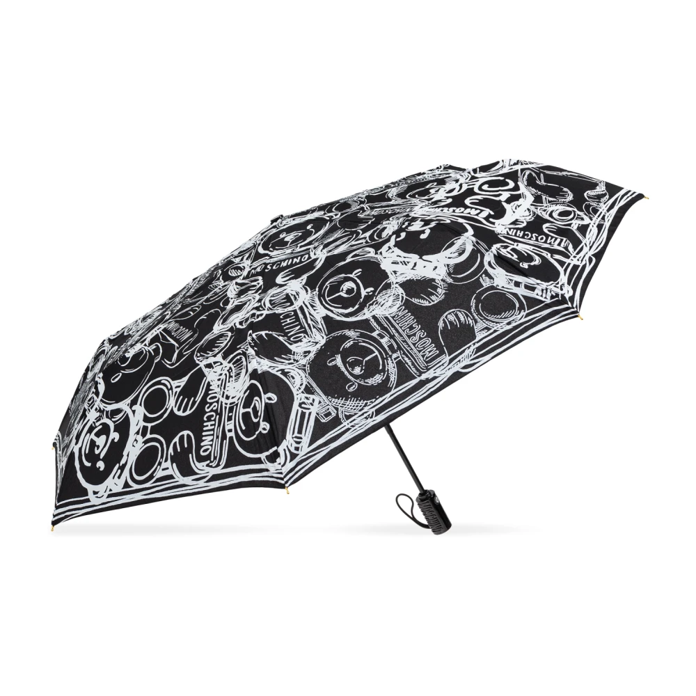 Moschino Opvouwbare paraplu met logo Black Unisex