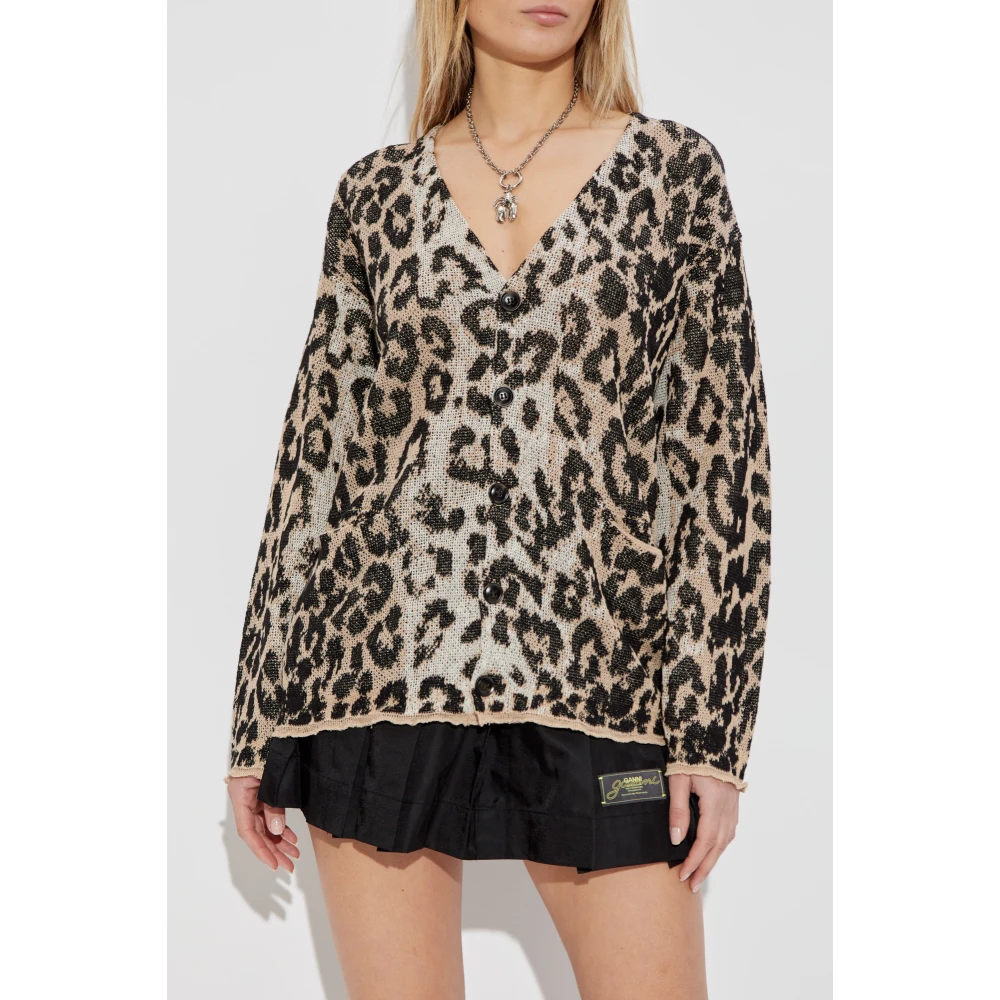 R13 Cardigan met dierenprint Beige Dames