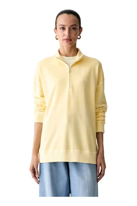 Tvättad sweatshirt med halv dragkedja