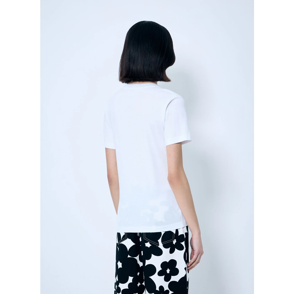 Marni Katoenen Jersey Logo Motif T-Shirt White Dames
