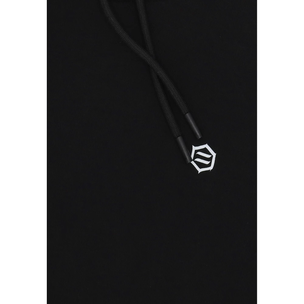 Dolly Noire Zwarte Hoodie met Voorzak en Script Black Heren