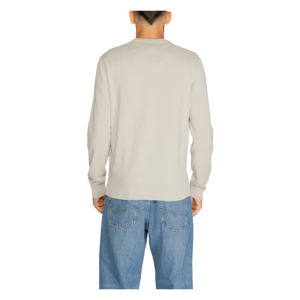 Hugo Boss Beige Gebreid Ronde Hals Trui Mannen Beige Heren
