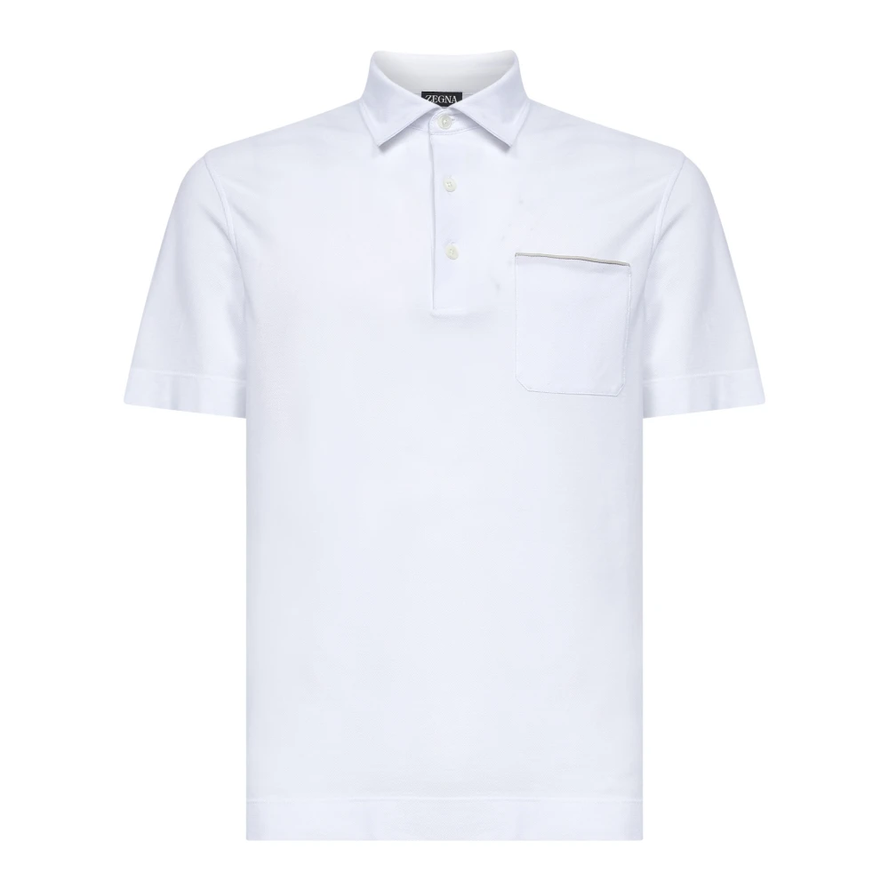 Zegna Men's White Polo Shirts, Xl, Cotton Polo Shirt