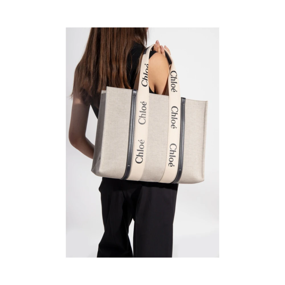 Chloé Grote Houten Tote Tas White Dames