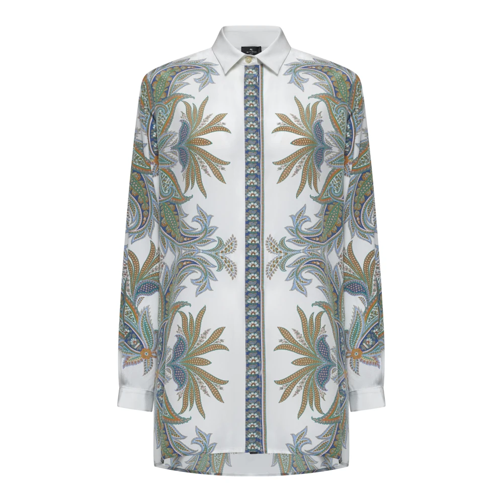 ETRO Bloemen Paisley Print Zijden Overhemd Multicolor Dames