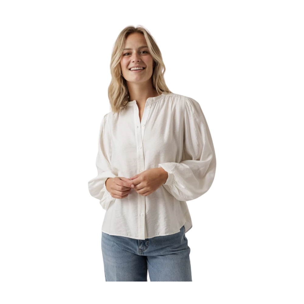 By-Bar Witte Off-Shoulder Puff Sleeve Blouse White Dames