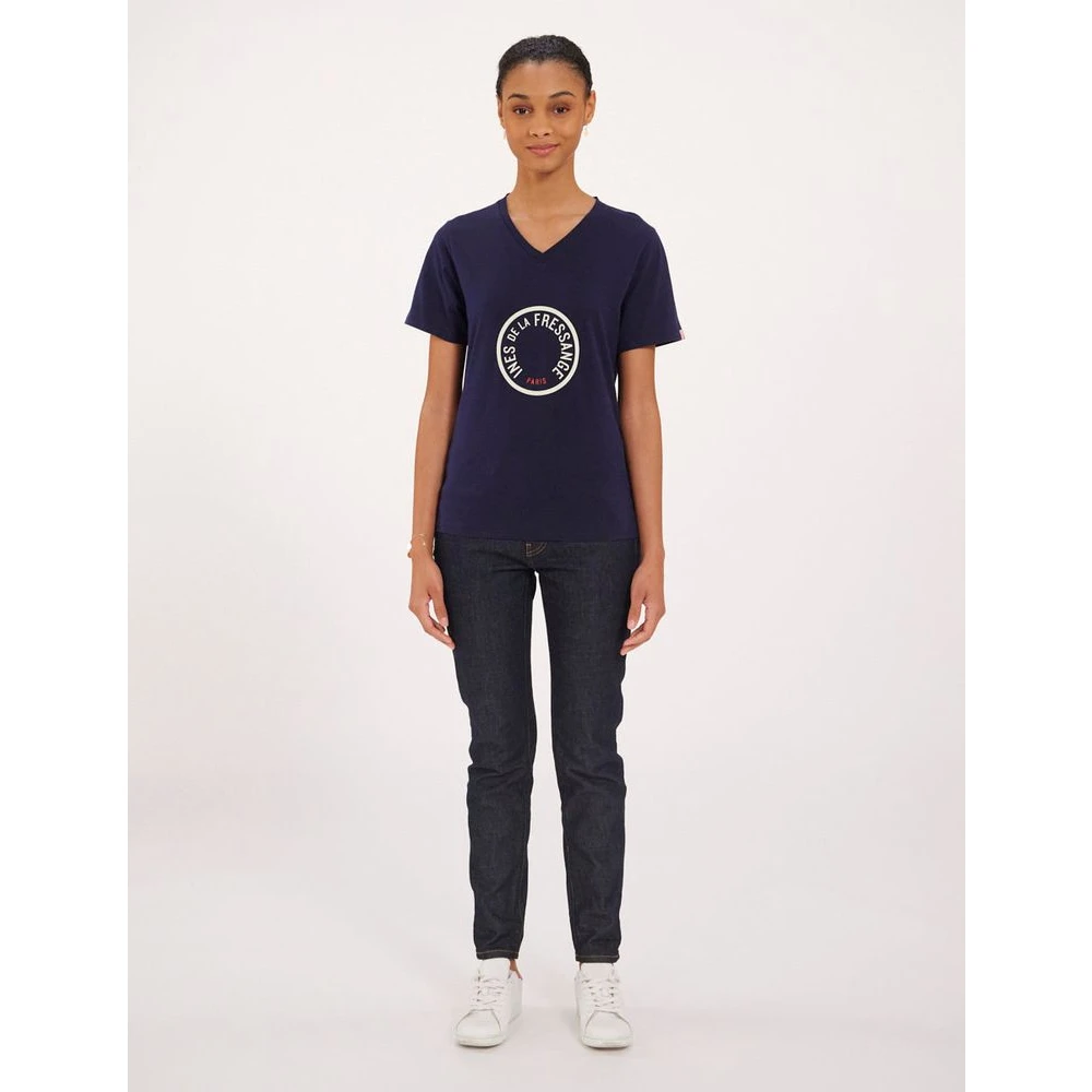 Ines De La Fressange Paris Navy Blue Aurore V-hals T-shirt Blue Dames