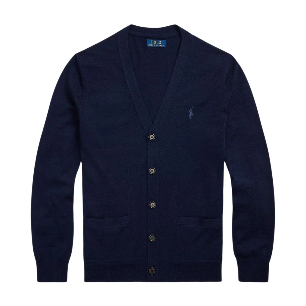 Ralph Lauren Donkerblauwe cardigan met logo Slim Fit Blue Heren