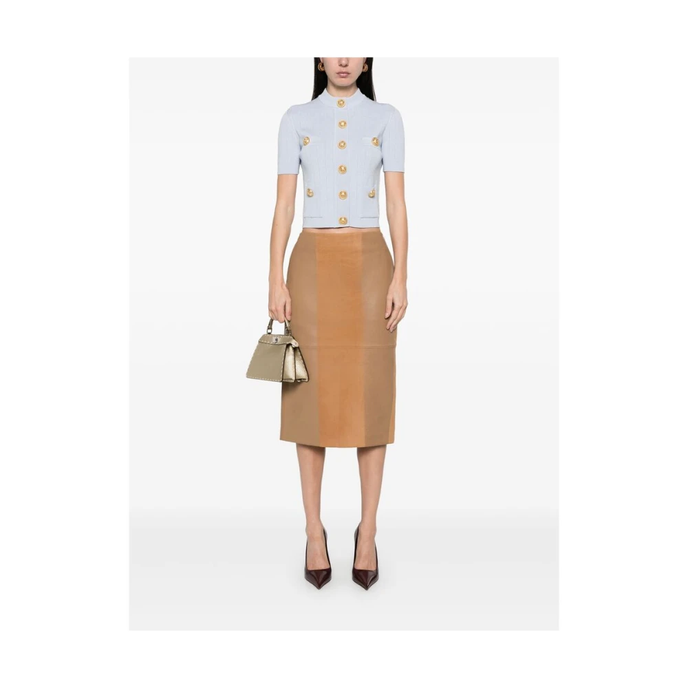 Balmain Lichtblauwe Trui met Korte Mouwen Blue Dames