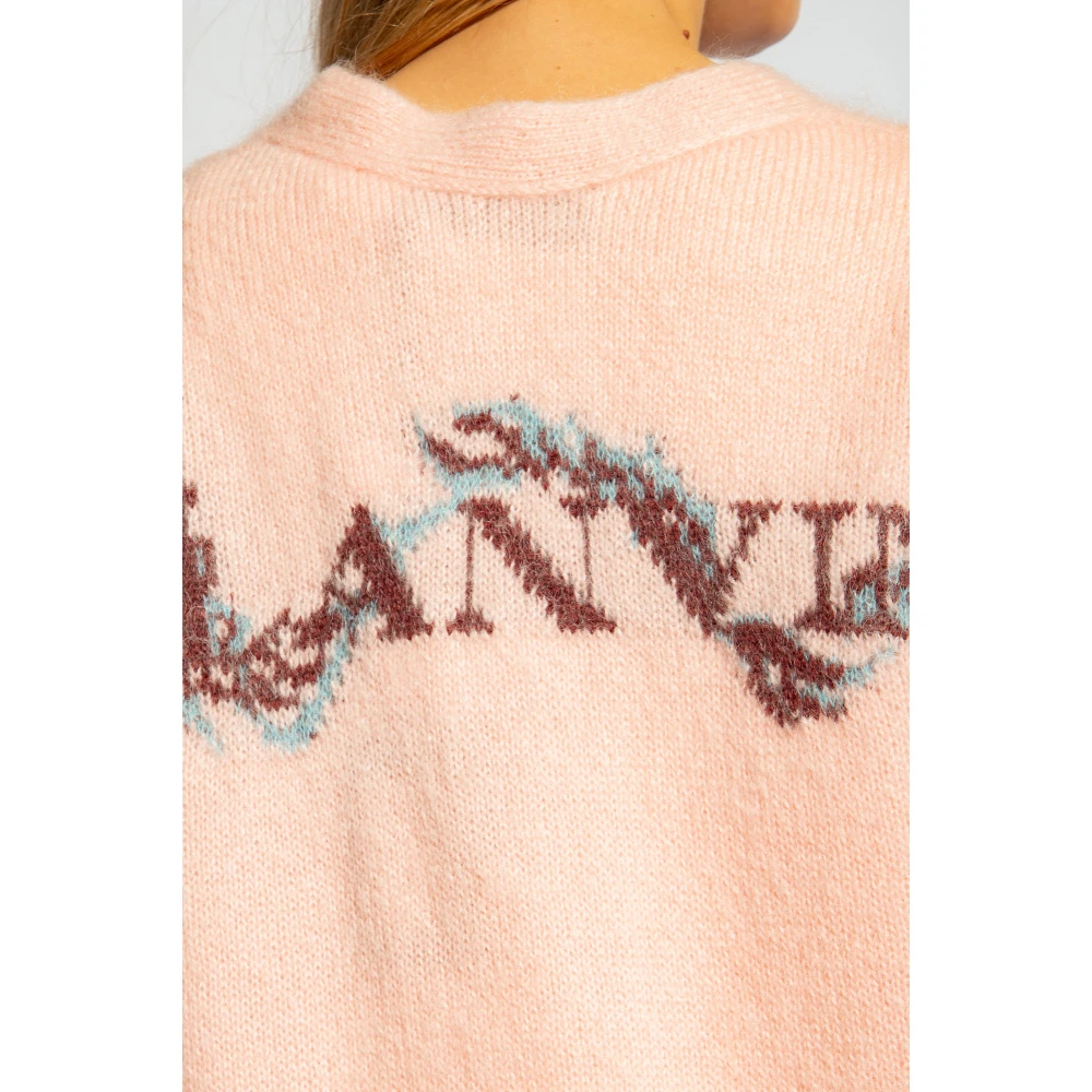 Lanvin Cardigan met logo Pink Dames