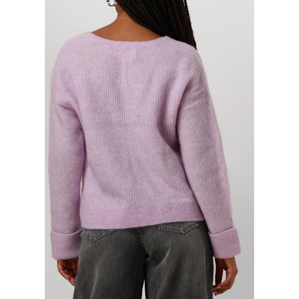 moss copenhagen Paarse V-Hals Trui Elegant Comfort Purple Dames