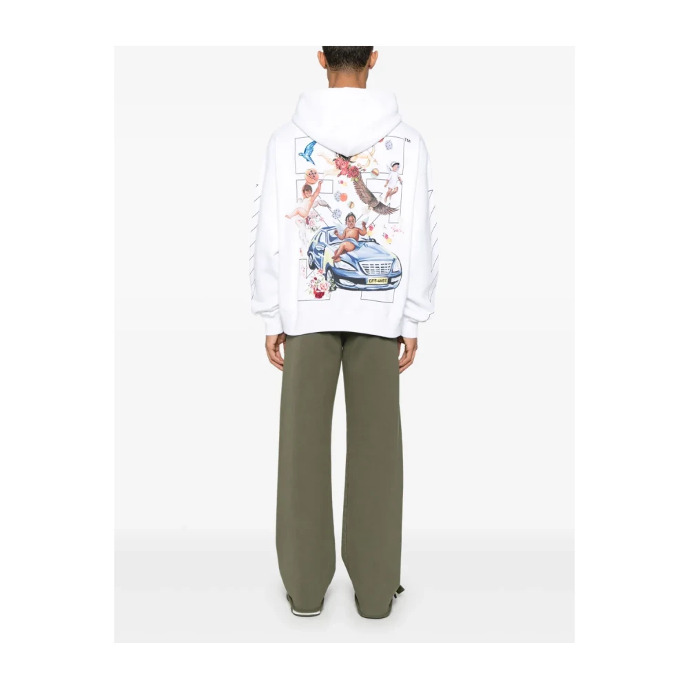 Off White Hoodie met geborduurd logo White Heren