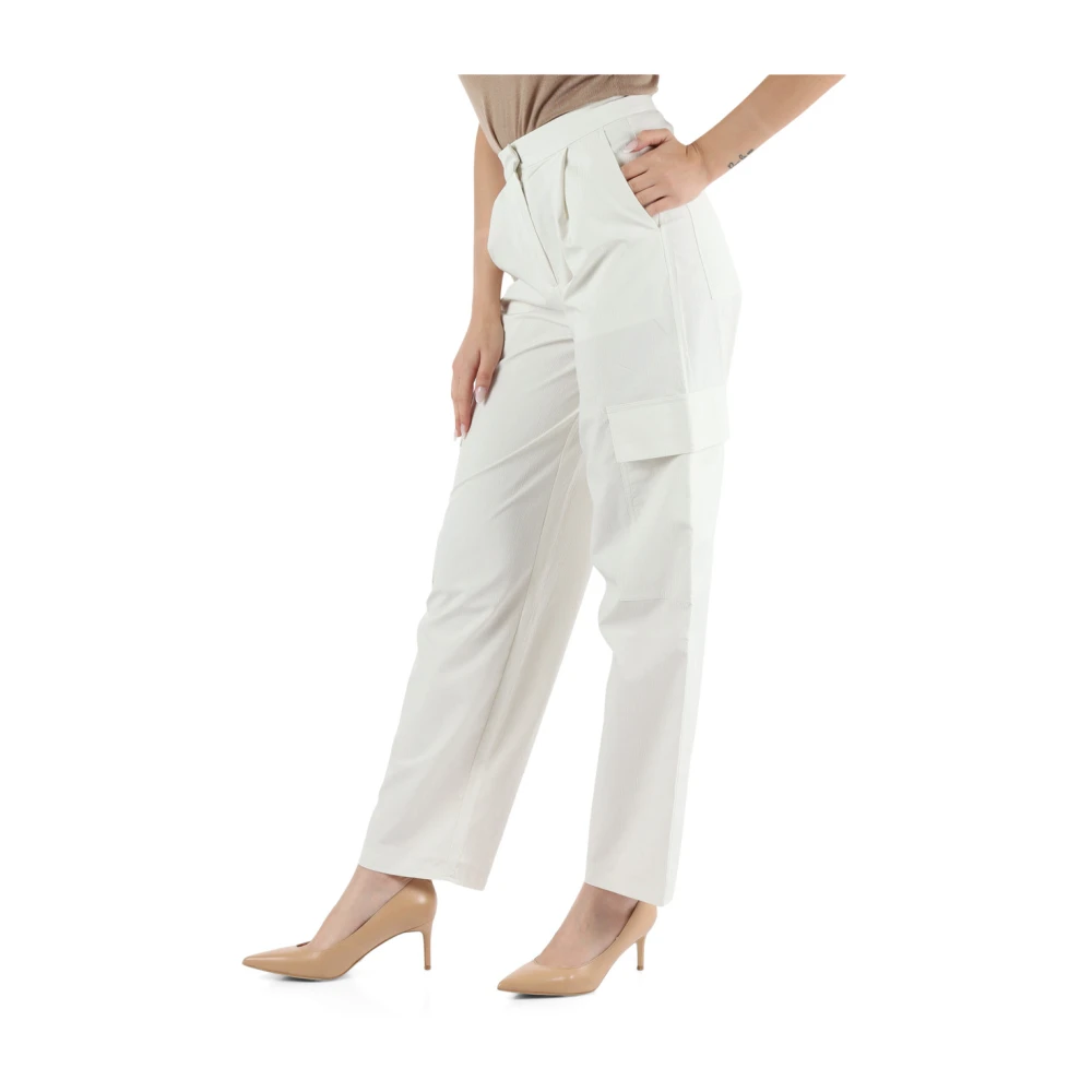 Calvin Klein Cargo broek met gekreukeld effect White Dames