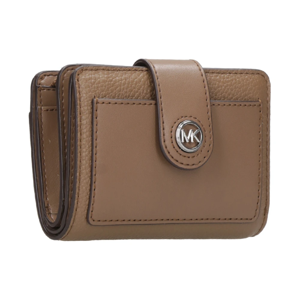 Michael Kors Leren portemonnee met metalen logo Brown Dames