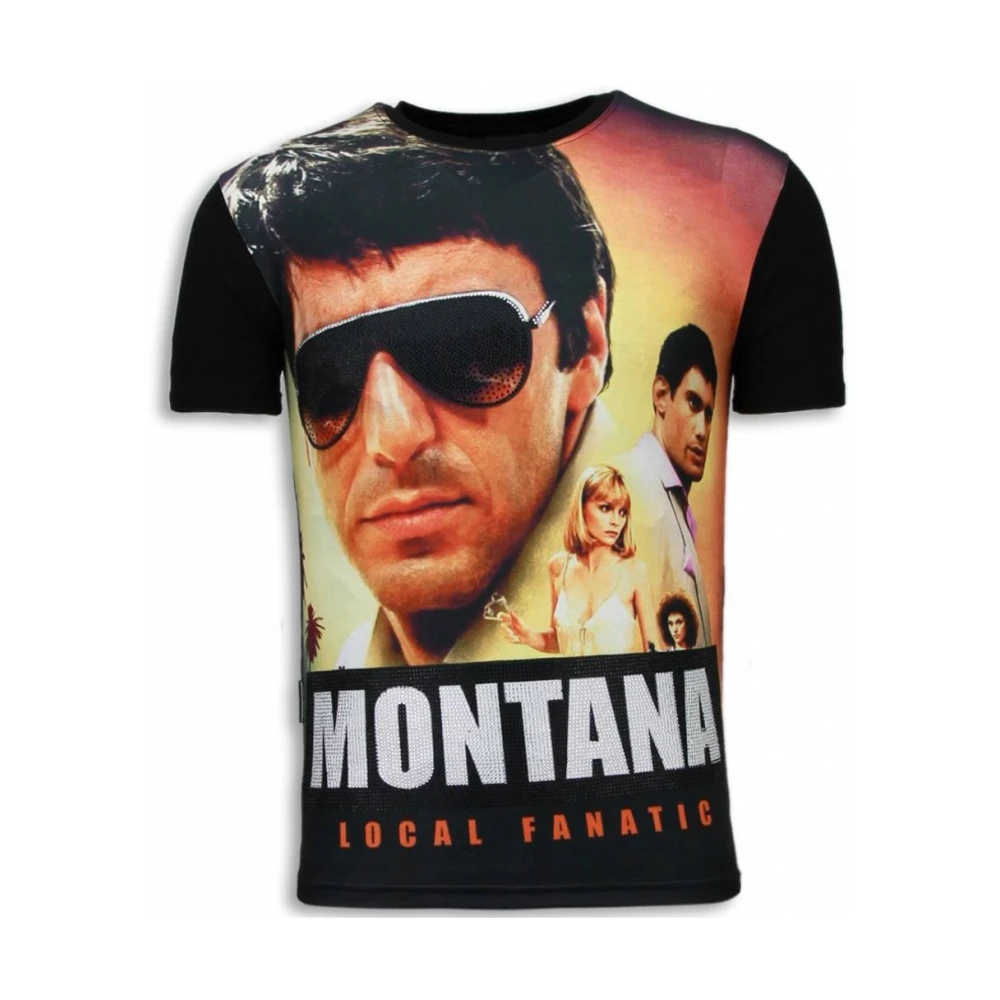 Local Fanatic Tony Montana Digital Rhinestone - Herr T Shirt - 5987 Black, Herr
