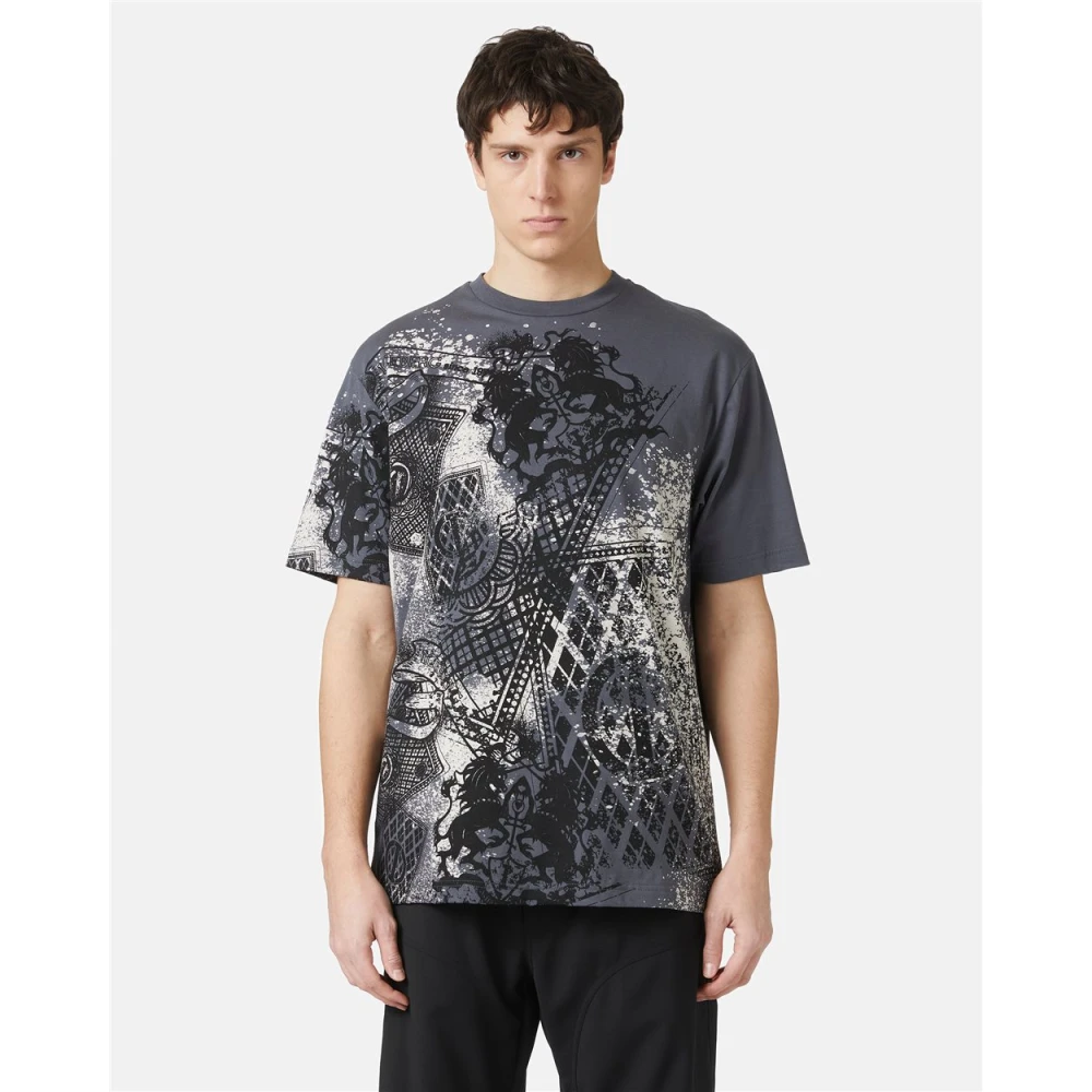 Iceberg T-shirt met allover Discharged Cards Gray Heren