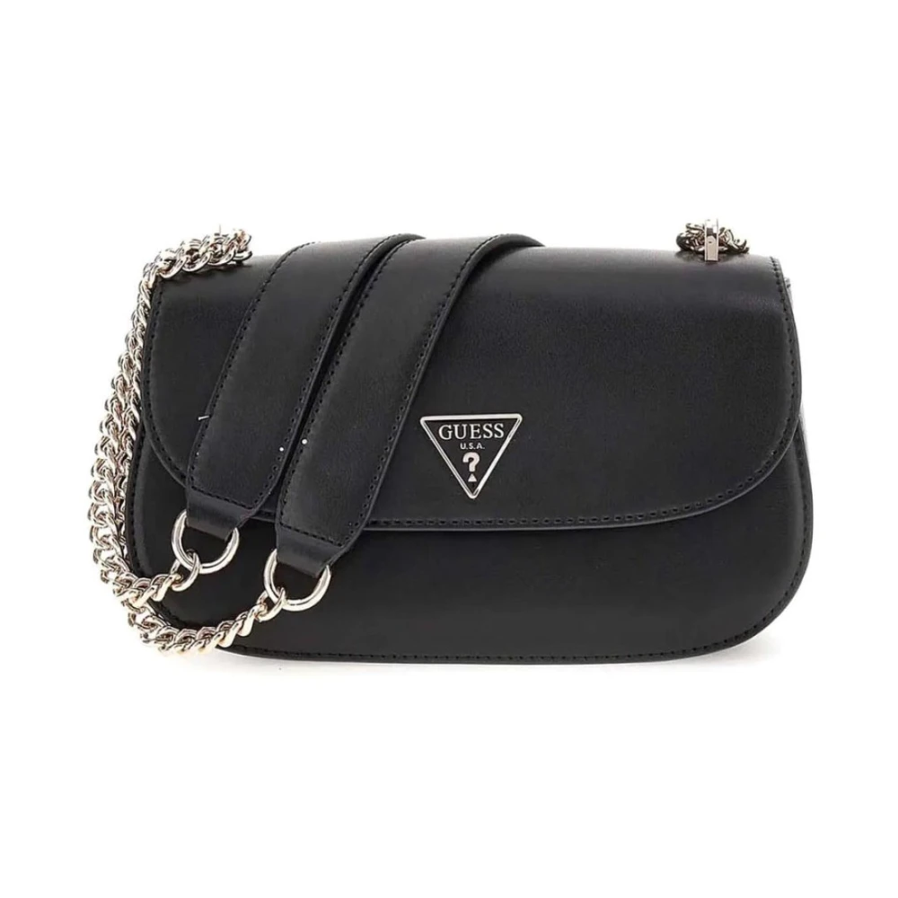 Guess Zwarte PU leren schoudertas Kettingriem Black Dames