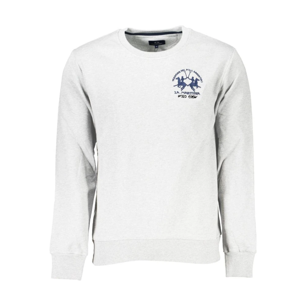LA MARTINA Geborduurde Katoenen Crewneck Sweatshirt White Heren