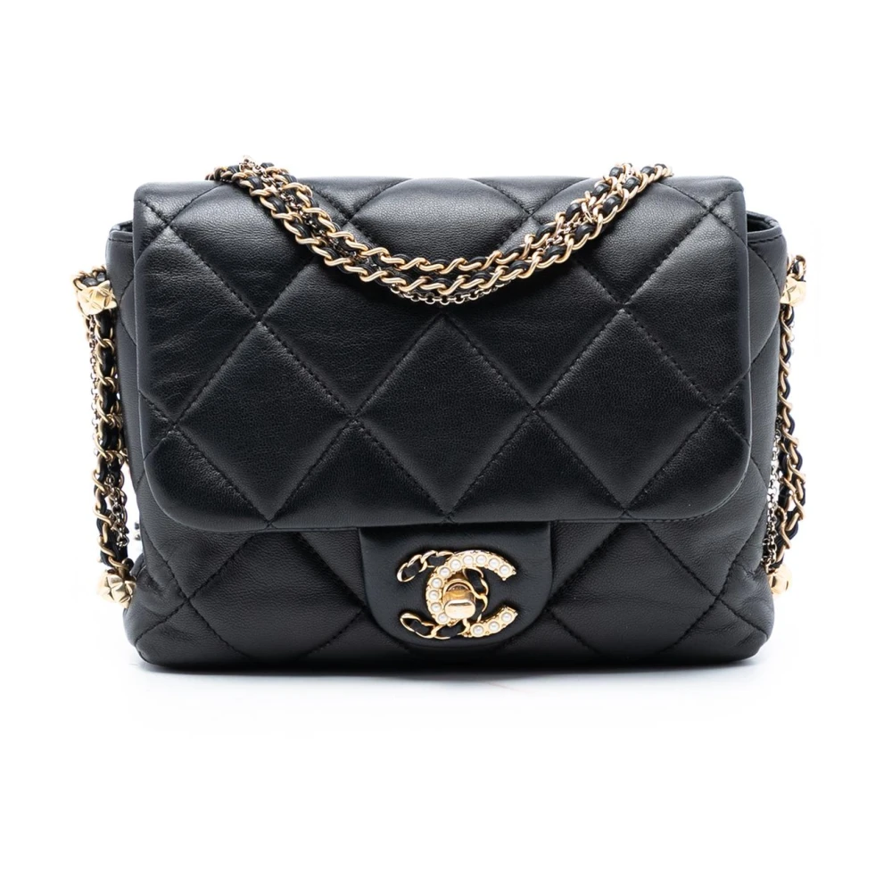 Chanel Vintage Women's Black Vintage Cross Body Bags, One Size, Pre-Owned Quilted Flap Bag