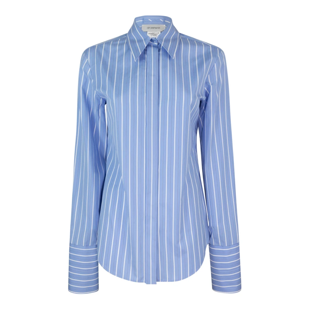 SPORTMAX Blauw Gestreept Overhemd Regular Fit Blue Dames