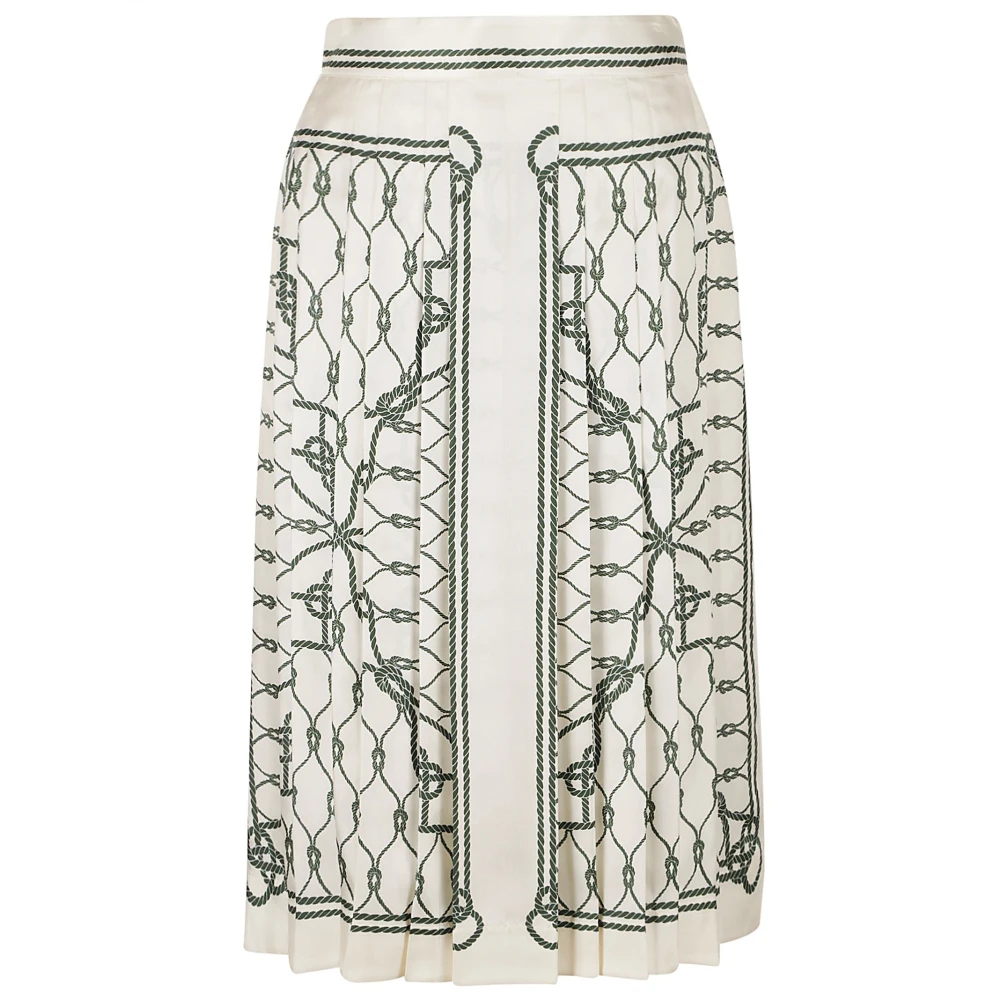 TORY BURCH Gedrukte Geplooide Zijden Rok Green Dames