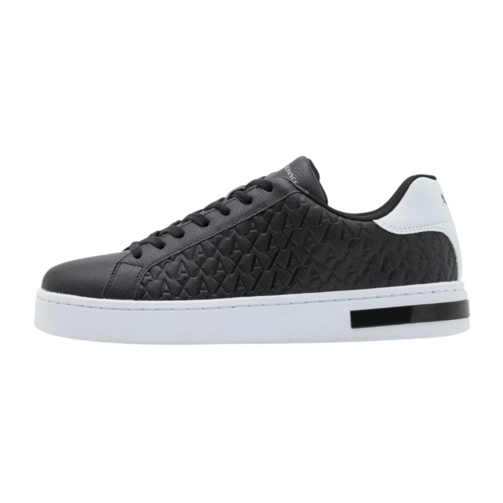 Armani Exchange Black Ecopelle Trainers With Logo Detail - Male - Sneakers - 9 Uk - Shoes