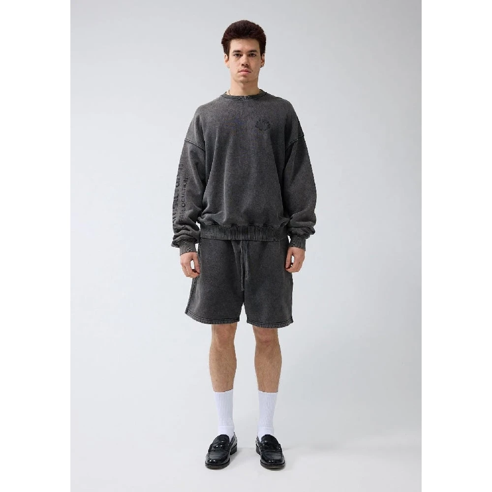 New Amsterdam Surf Association Zwart Logo Crewneck Snow Washed Black Heren