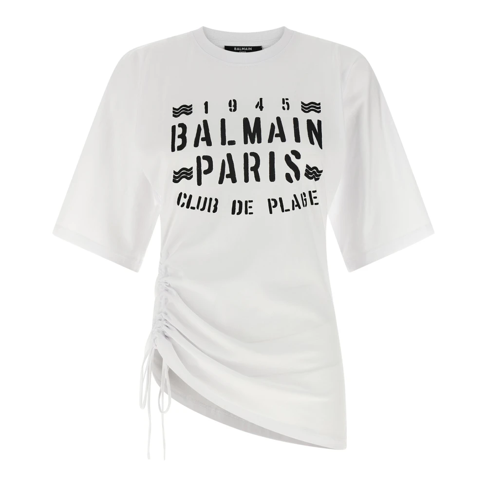 Balmain White T-Shirt With Club Print - Female - T-Shirts - S - Tops