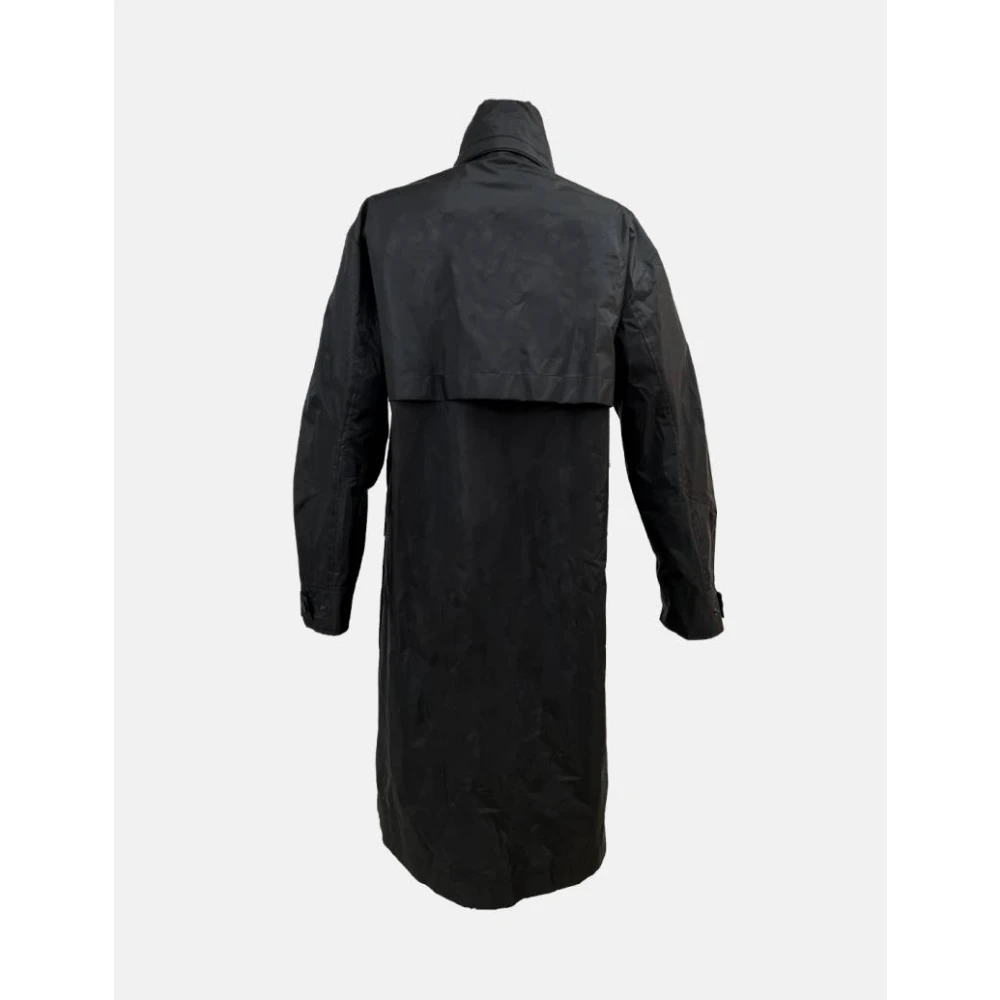 Carolina Herrera Zwarte Nylon Regenjas Capuchon Schild Rits Black Heren