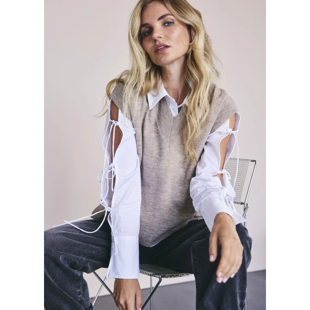 Co'Couture Witte Blouse met Strikdetails Poppy White Dames
