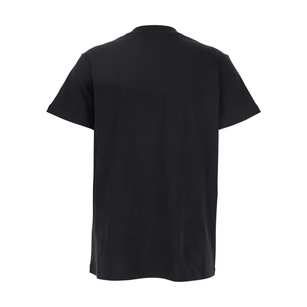 Moncler Zwarte Logo Geborduurd T-shirt Vrouw Katoen Black Dames
