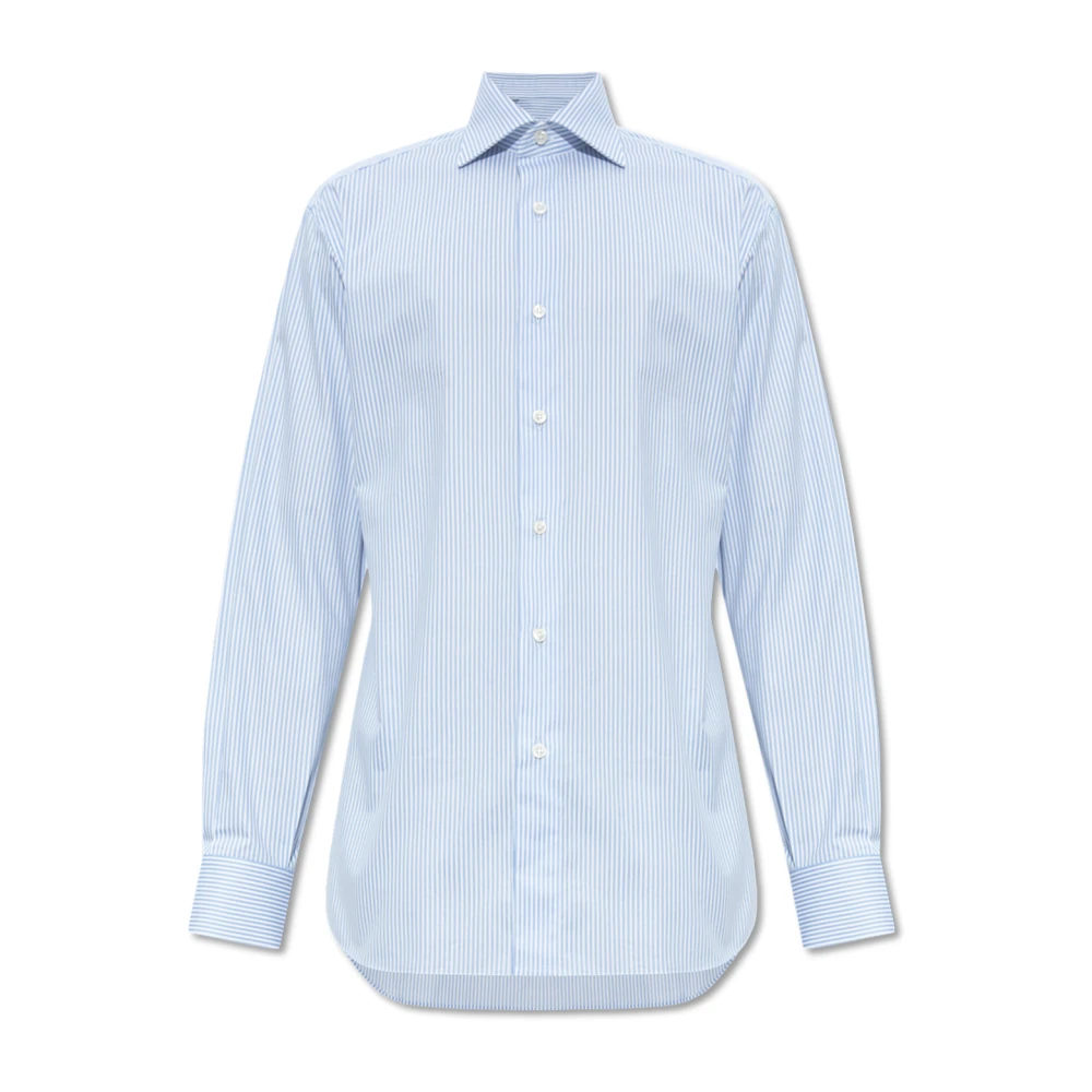 Brioni Katoenen overhemd Blue Heren