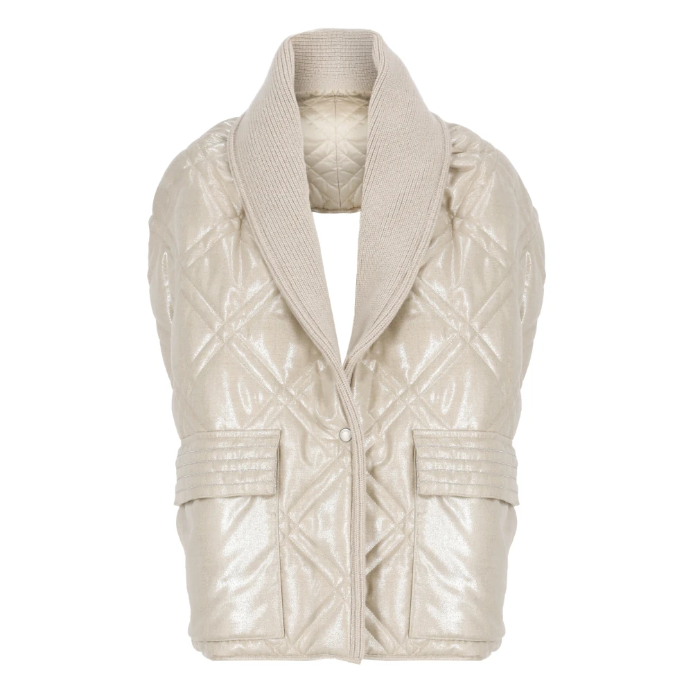 PESERICO Omkeerbare Beige Gewatteerde Cape Jas Beige Dames