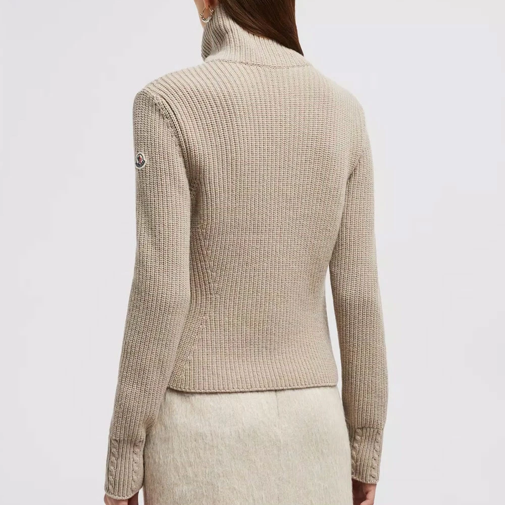 Moncler Gebreide Cardigan met Donsgevulde Voorkant Beige Dames