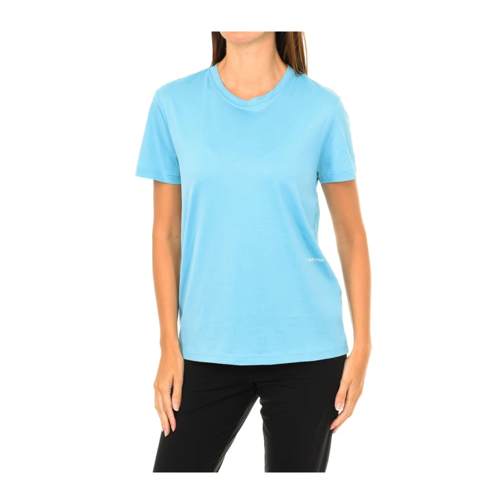 Calvin Klein Short Sleeve Round Neck T-Shirt - Female - T-Shirts - Blue - Xs - Tops