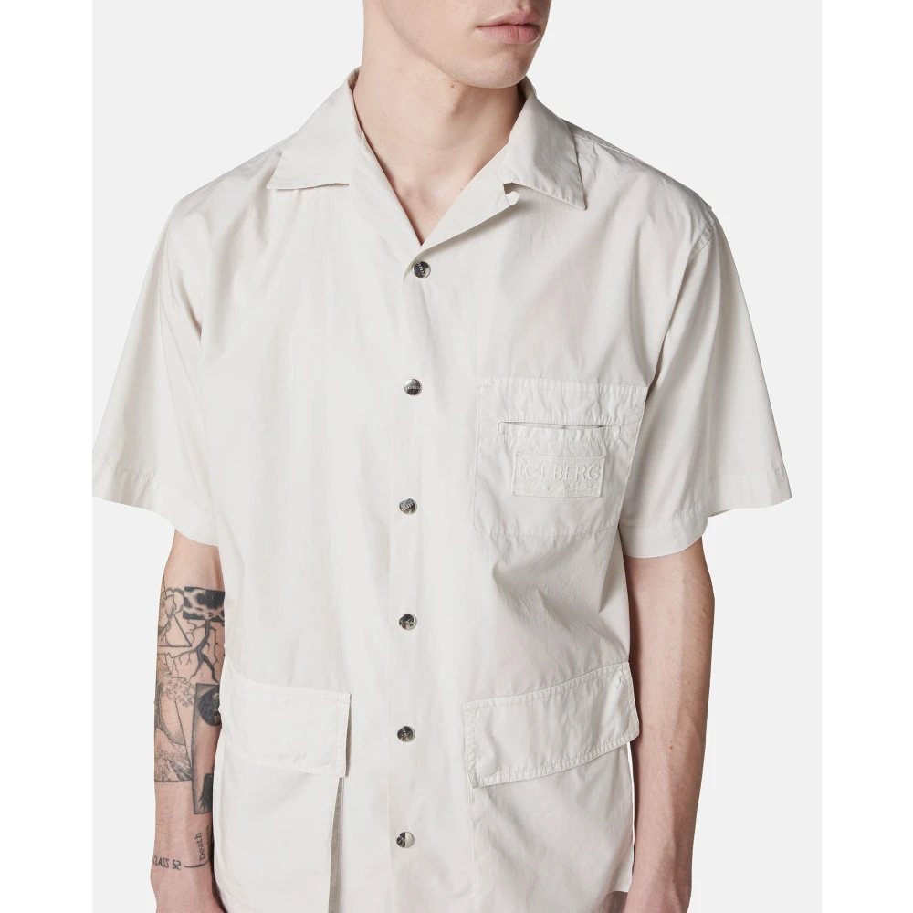 Iceberg Poederkleurig shirt korte mouw regular fit Beige Heren