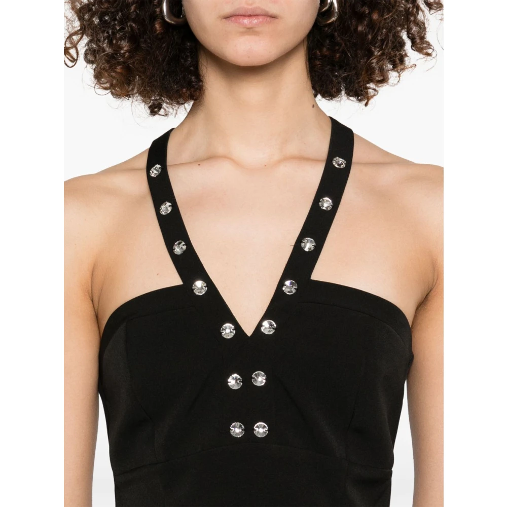 Liu Jo Zwarte Strass Versierde Korte Jurk Black Dames