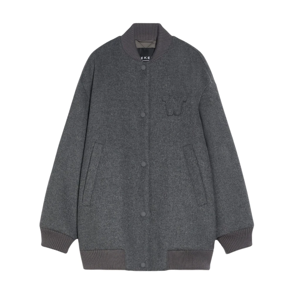Max Mara Weekend Wollen Bomberjack met Geribbelde Kraag Gray Dames