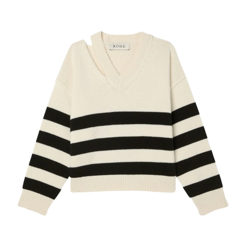 Róhe Kasjmier Breton Streep V-Hals Gebreid Multicolor Dames