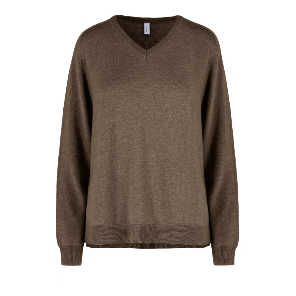 Bomboogie Donna Marrone - Maglione Scollo A V In Lana Merino - Knitwear - M