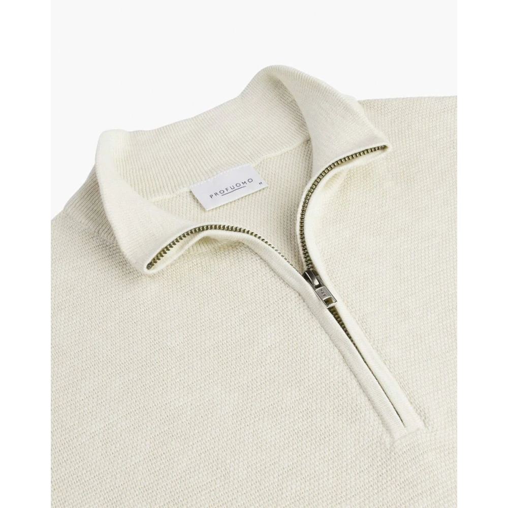 Profuomo Half Zip Off White Pullover Beige Heren