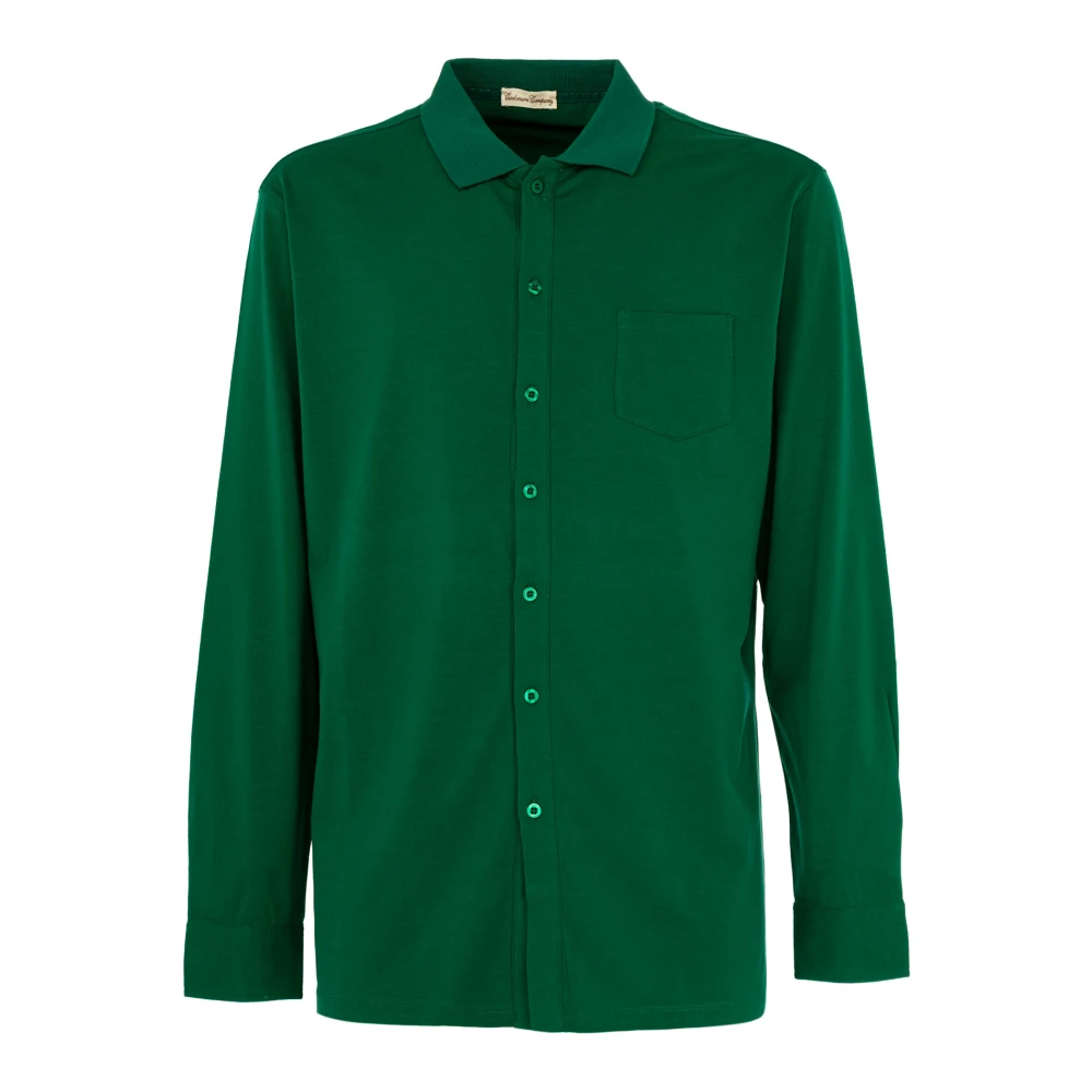 Cashmere Company Heren Overhemd Lange Mouw Green Heren