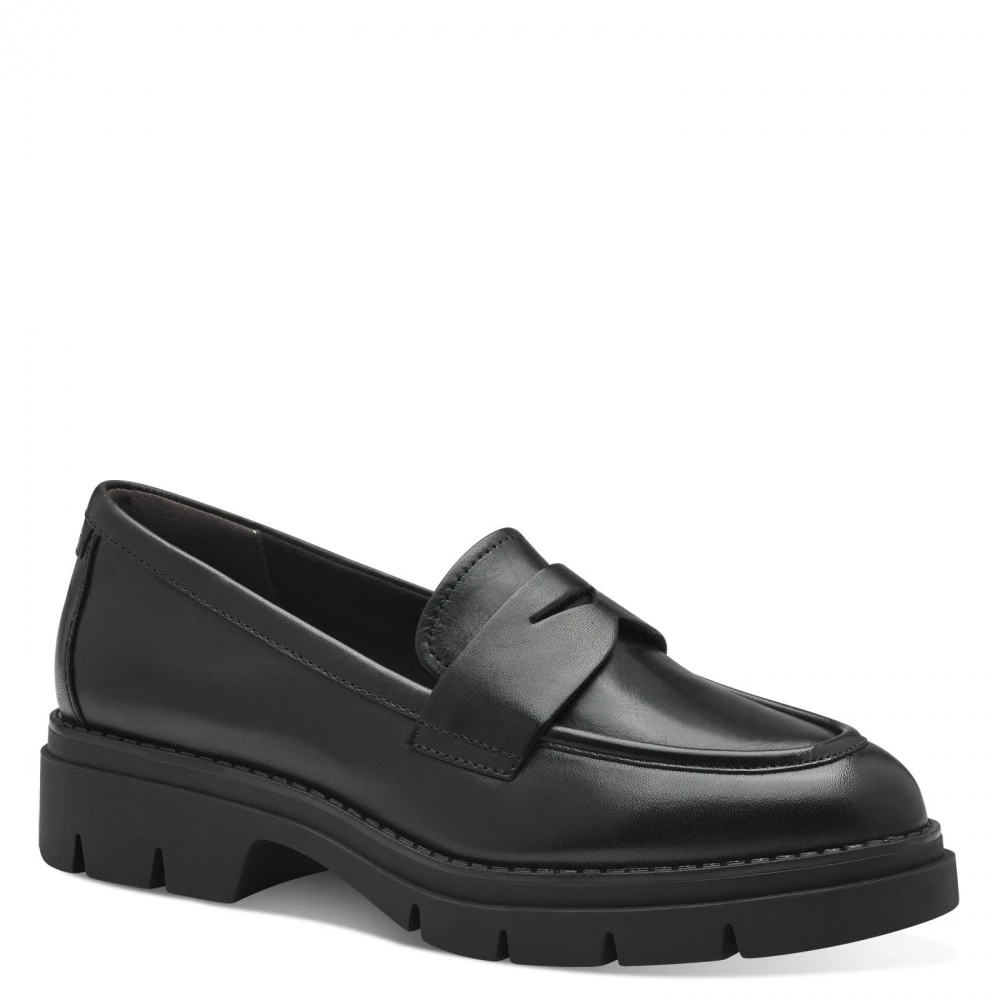 Tamaris Black Classic Leather Loafer - Female - Loafers - 7 Uk - Shoes