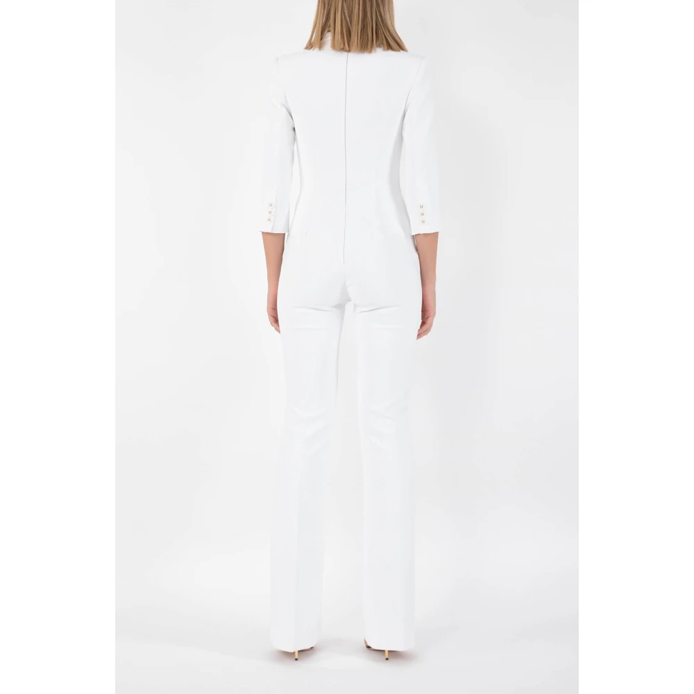 Elisabetta Franchi Dubbelbreasted jumpsuit in stretch crêpe White Dames