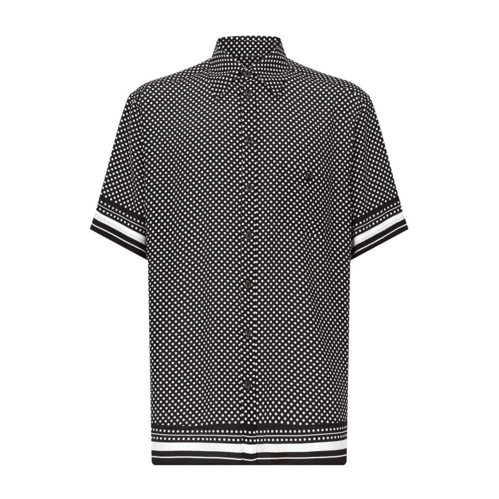 Dolce & Gabbana Polkadot Print Shirt Zwart en Wit Black Heren
