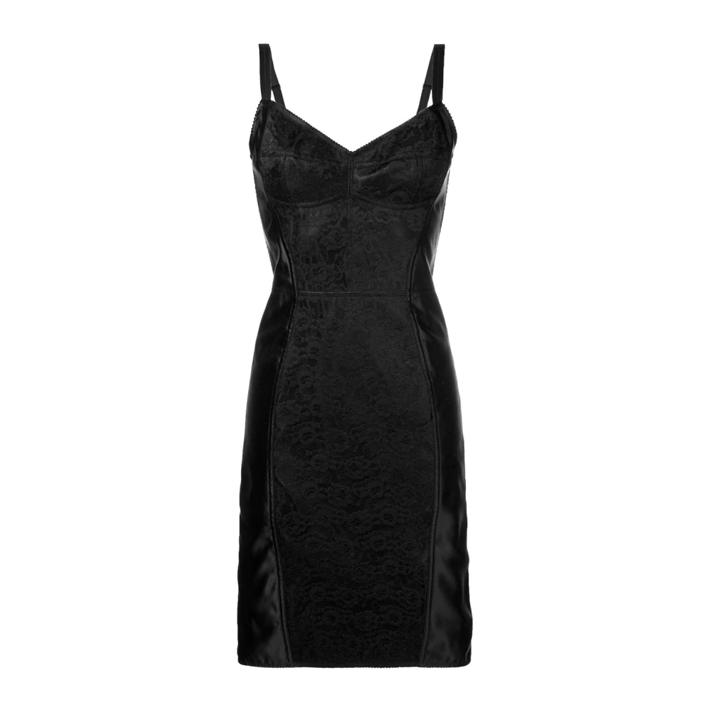 Dolce & Gabbana Zwart Kant Korset Jurk Black Dames