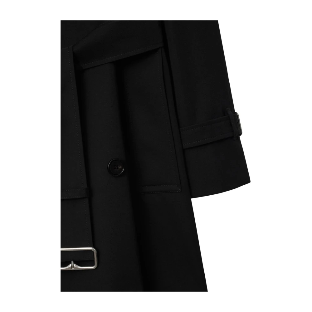 Burberry Zwarte Katoenen Trenchcoat met Ruitpatroon Black Dames